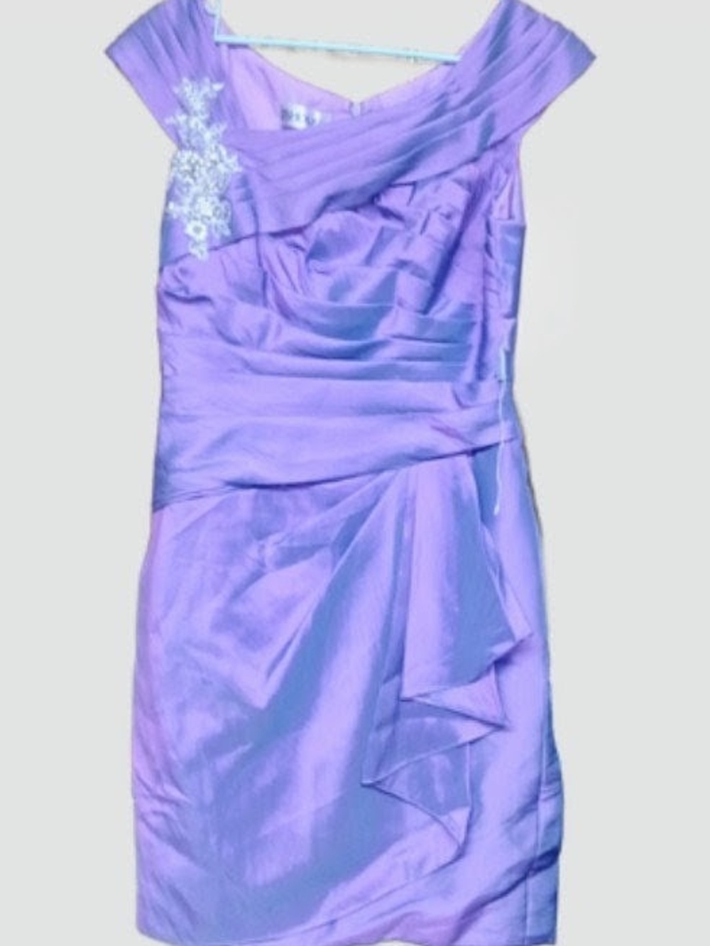 Lilac Satin Cocktail Dress with Beaded Detail